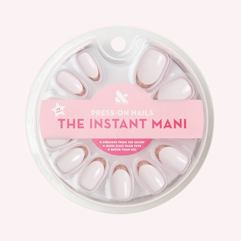 Rose Glitter French | Oval | Medium 