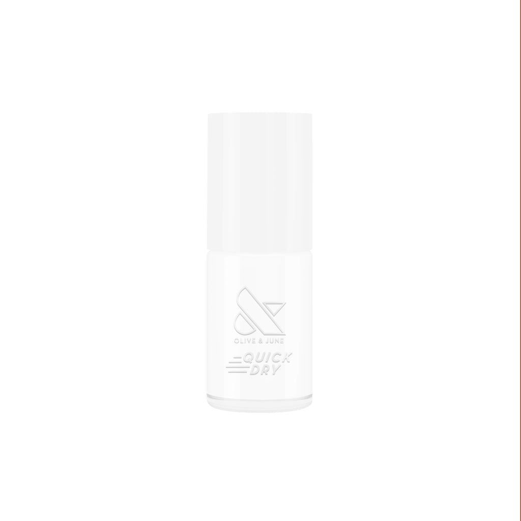 Olive and June Swan quick dry polish bottle in crisp white for fresh at home manis and pedis