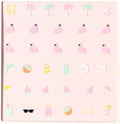 Cabana Love nail art featuring tropical icons like flamingos, palm trees, swimsuits, and summer accessories for manicure fun thumbnail