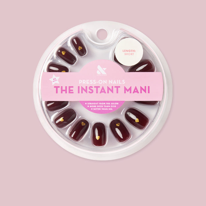 Gold Vampy Heart - Press-On | Short | Round 