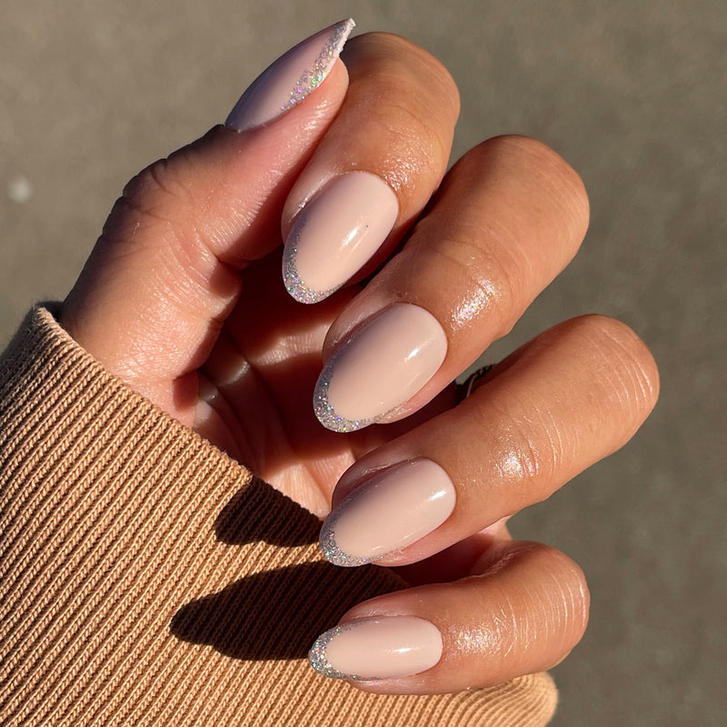 picture of Exclamation Point Glitter French Press-Ons | Oval | Medium