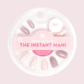 Round package of Mermaid Stars - Press-On | Medium | Almond false nails in iridescent purple and star designs for quick mani.