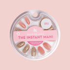 Glitter Accent - Press-On | Medium | Oval false nails with neutral jelly finish and gold glitter accent for an easy at-home mani