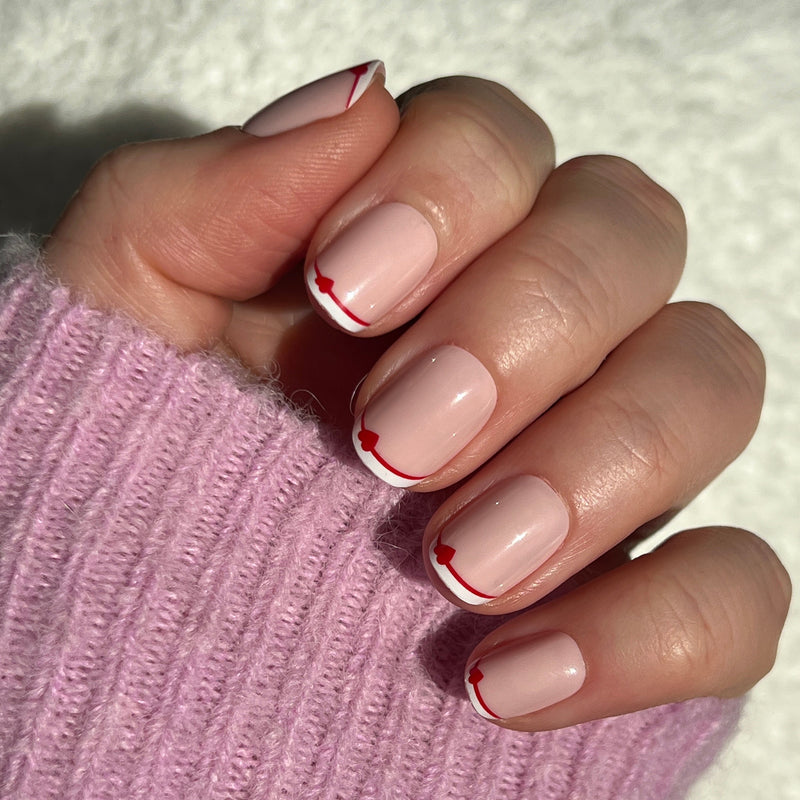 picture of Classic French with CV Heart - Squoval | Extra Short