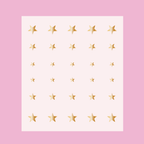 Sheet of gold Stars nail art stickers in varying sizes for mani and manicure decoration with the Stars design